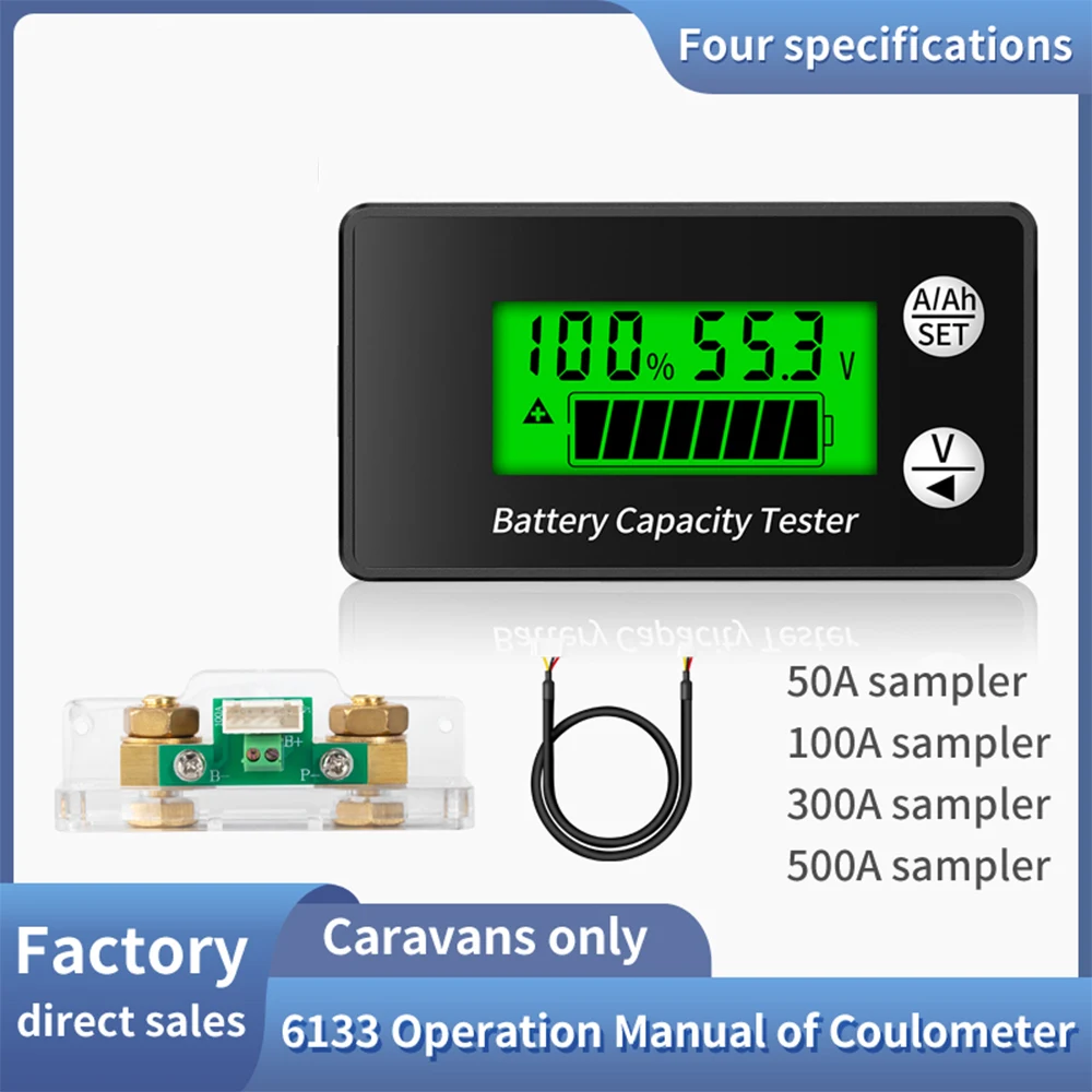 

6133 DC8-100V Battery Voltmeter Battery Capacity Indicator Power Meter Lithium LiFePO4 lead-acid Car Motorcycle Voltage Tester