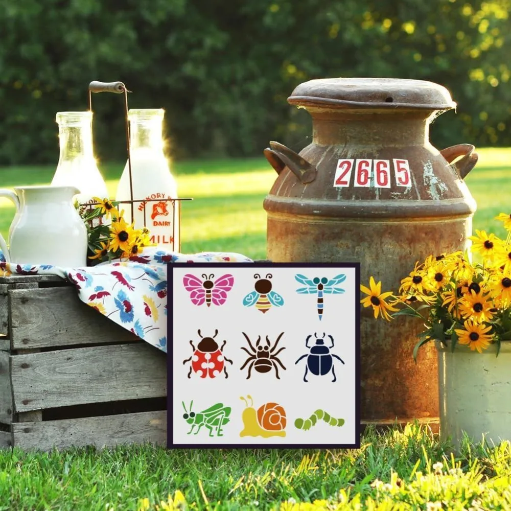 Cartoon Animals Stencil for Painting 11.8x11.8 inch Hollowed Butterfly Bee Dragonfly Ladybug Drawing Template Large Spider - view 4