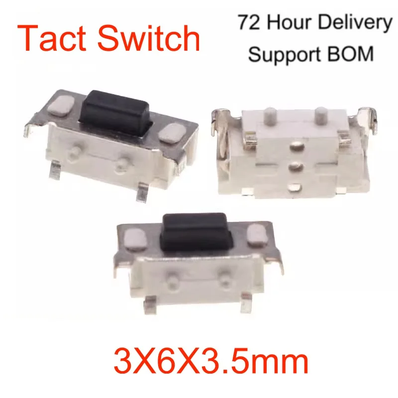 Micro Side Switch 3X6X3.5mm Tact Push Button Switch SMT 4Pin Touch Momentary Tactile Copper Head for Bluetooth Small Speaker Toy