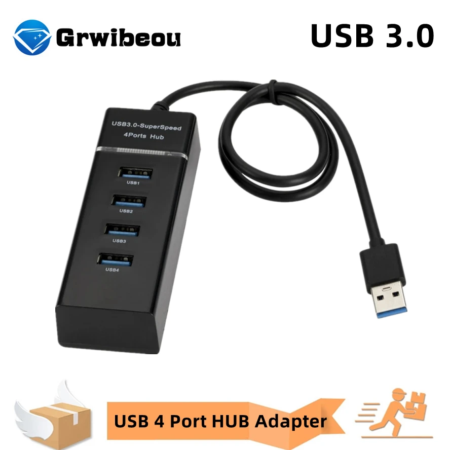 USB 3.0 HUB Power Adapter 4 Port Multi USB Splitter USB Hub 2.0 Multiple Expander High Speed For PC Laptop Computer Accessorie