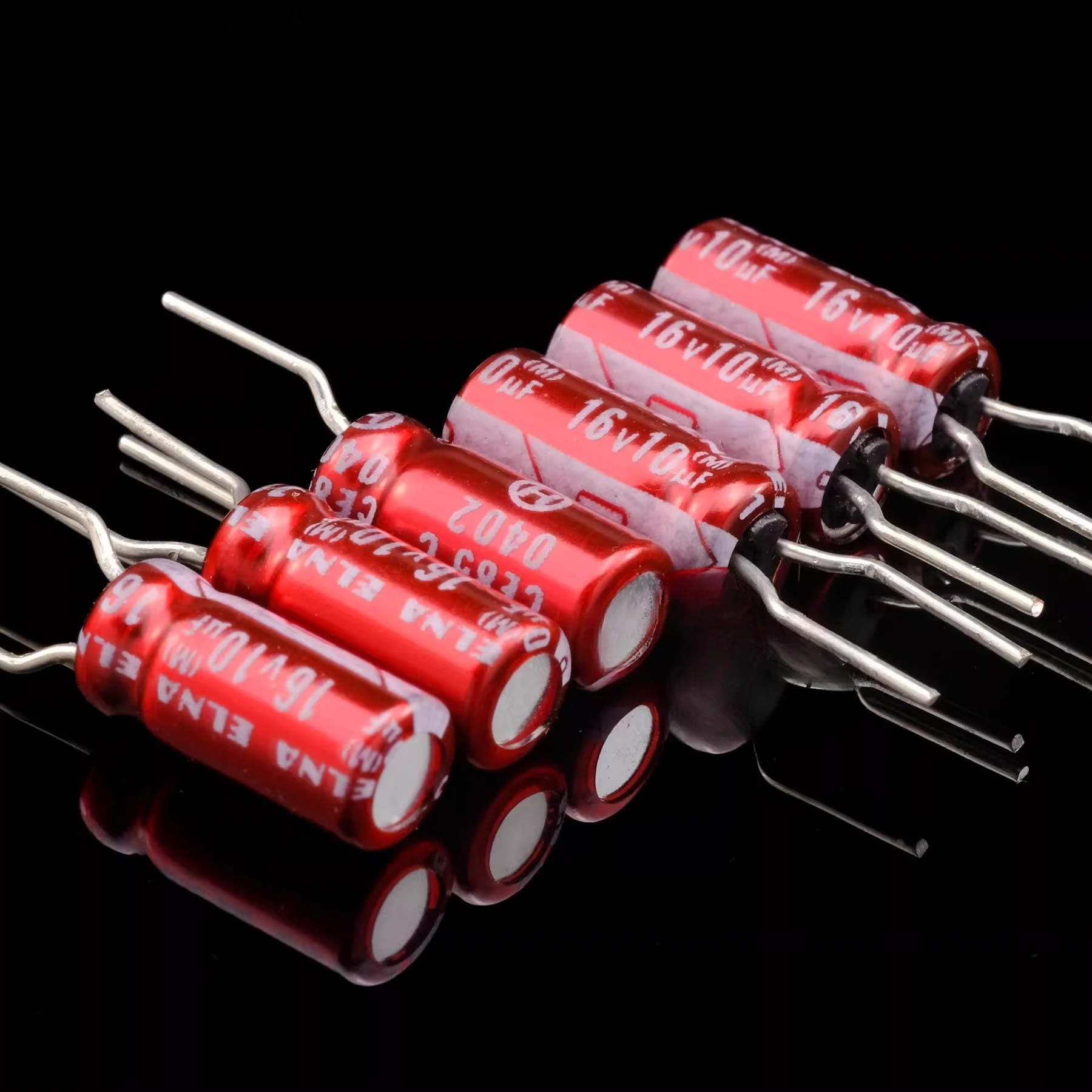for ELNA Purple Red Robe Copper Foot High-Fidelity Audio Coupling Electrolytic Capacitor 16V 10UF 20pcs