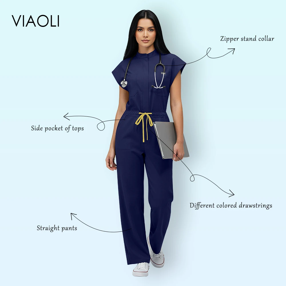 

New Fashion Nurse Bodysuit Breathable Soft Medical Scrub Woman Beauty Spa Uniforms Multicolor One-piece Jumpsuit Clinic Workwear