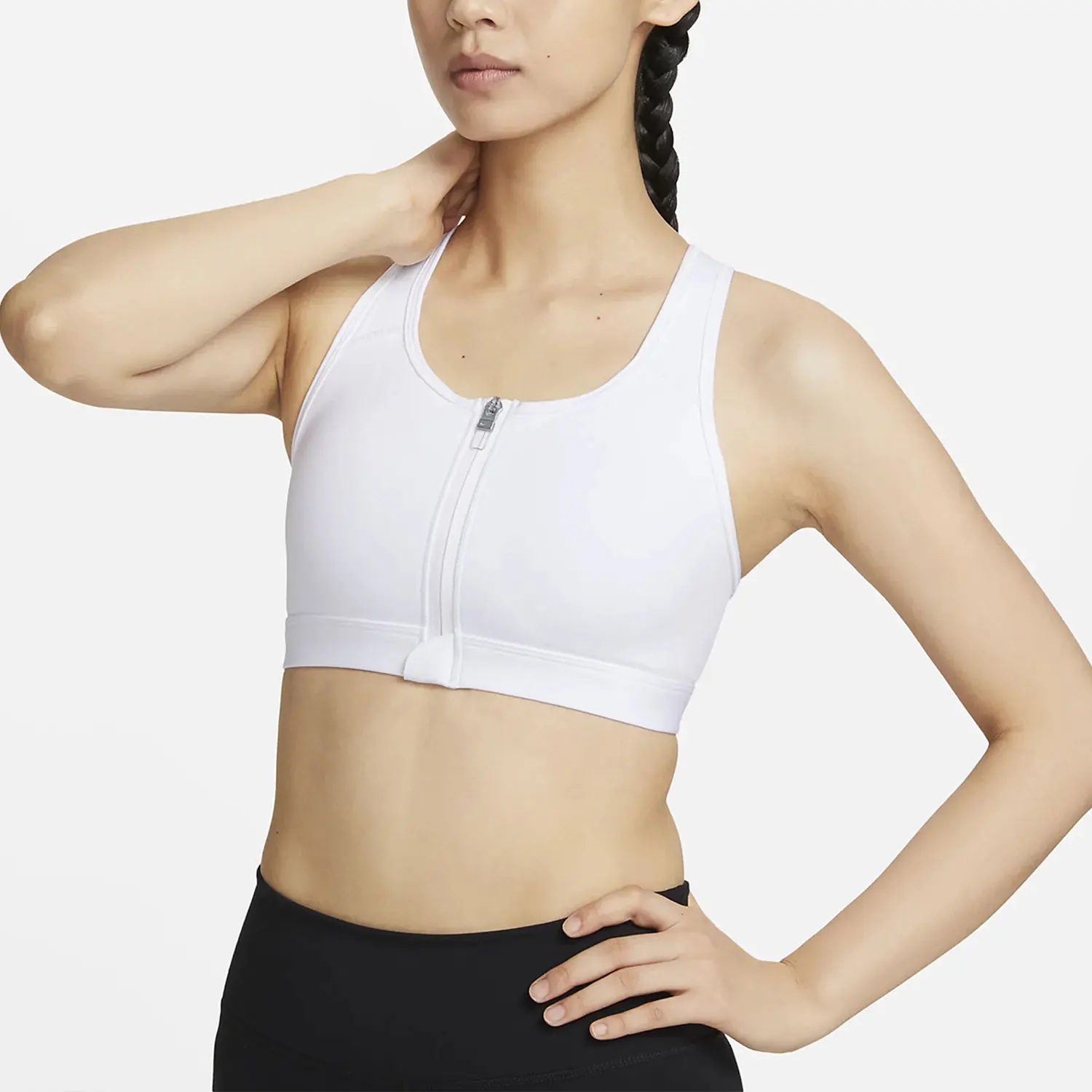 

Оригинальный женский спортивный бюстгальтер Nike Swoosh New с передней застежкой на молнии DD1206-100