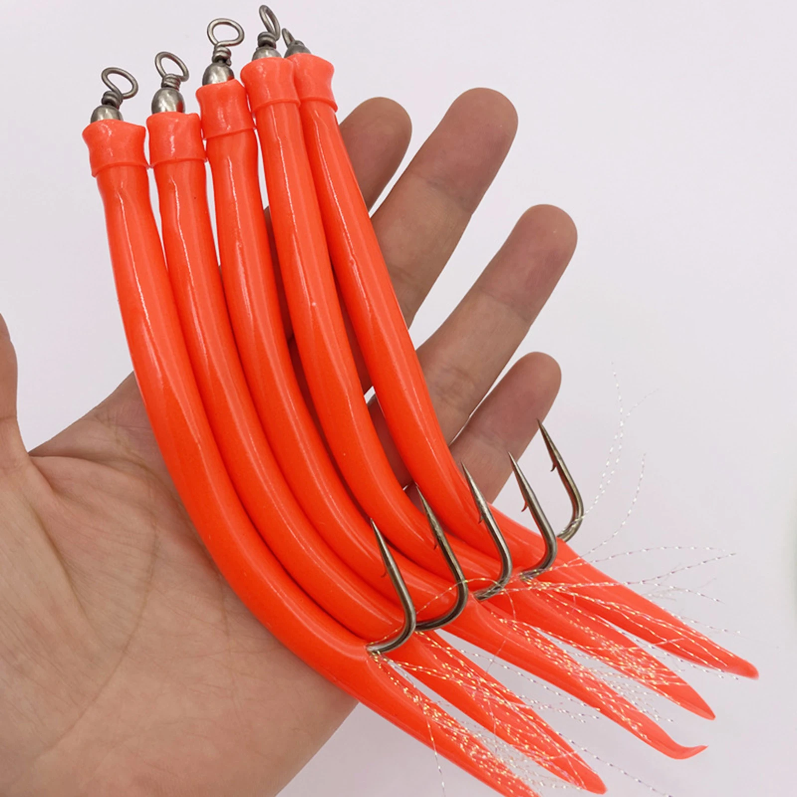 Fishing Hook Fishhook 14cm/16.5cm Barbed Octopus Hook Emulation Feather Fishing Accessories Fishing Eel Tube Cod Fish