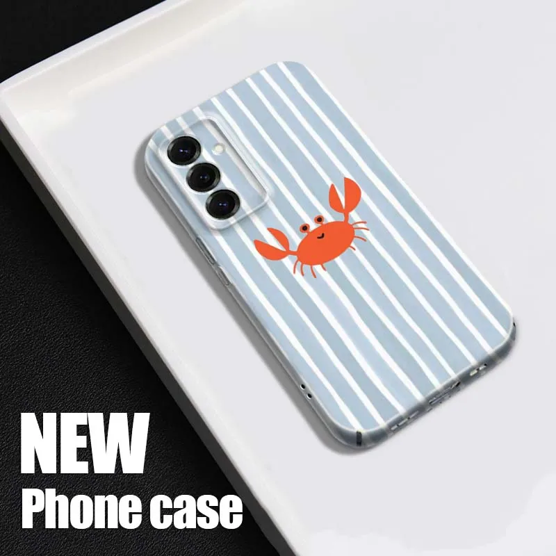 Crabs Cayfish Stripes Art Phone Case For Samsung A73 A57 A56 A55 A53 A51 A37 A36 A35 A26 A21s A16 A15 A07 5G Feilin Shell