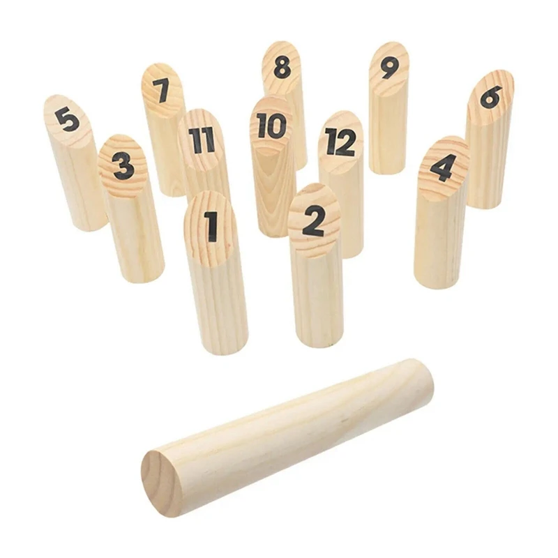 

HOT-Wooden Tossing Game Hardwood Throwing Bowling Game Numbered Block Toss Games Set