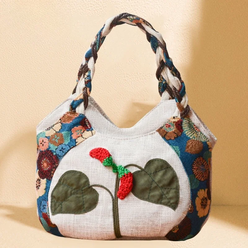 

Floral Embroidered Handbags, Woven Bags, Retro Ethnic Hobo Bags, Bohemian Handbags, Lightweight Shoulder Bags, Armpit Bags