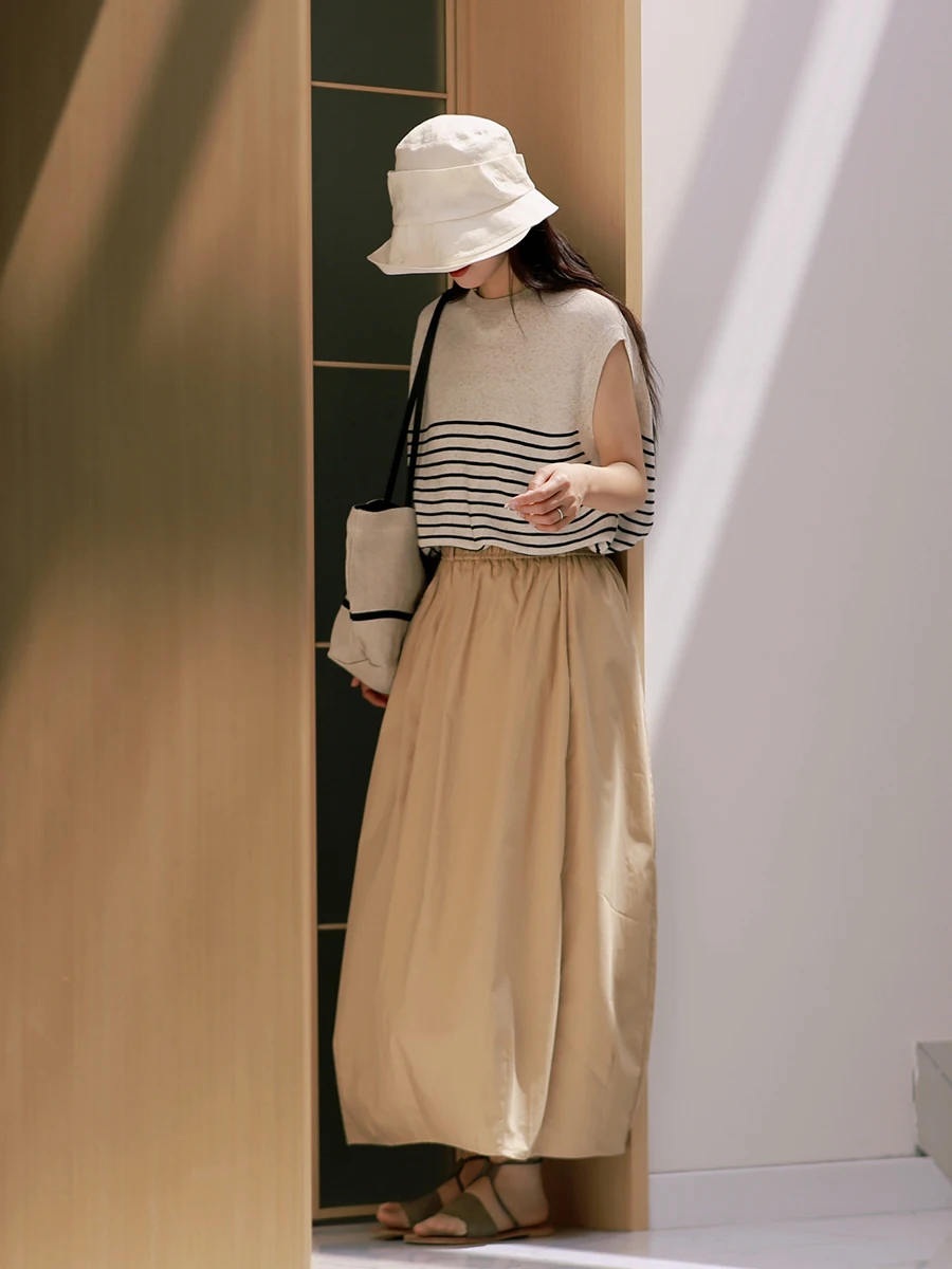 

Женская длинная бархатная хлопковая юбка с эластичным поясом, оригинальный дизайн, для повседневной носки, средней длины, однотонная