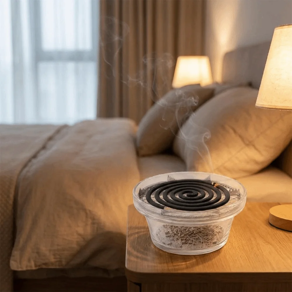 Minimalist Transparent Glass Incense Burner with Filter Screen Anti Dust Incense Holder Round Mosquito Coils Tray Office
