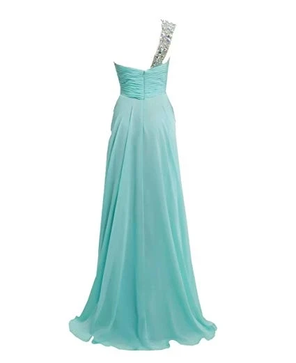 ANGELSBRIDEP One-Schulter Kristalle Brautjungfer Kleid Abendkleid Formale Chiffon-Robe De Soirée Bodenlangen Zipper Plus Größe