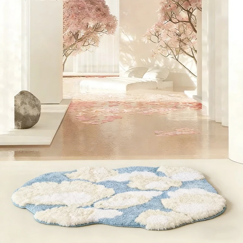DSA blue cloud flocking living room carpet bedroom room bedside blanket study cloakroom decorative floor mat