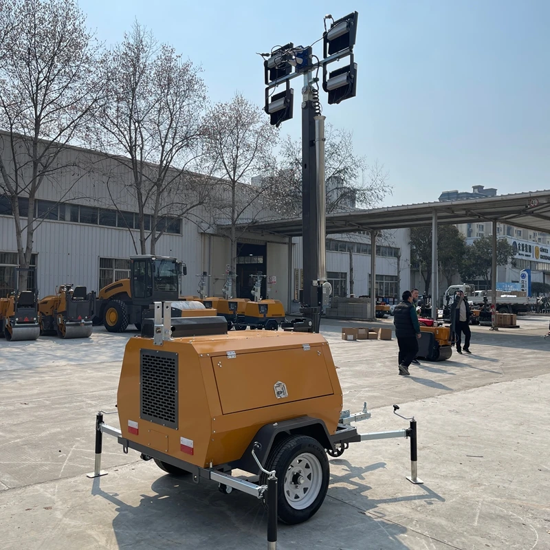 Hot Sale Diesel Light Tower Engineering 4m 5m 6m 7m 8m 9m Telescopic Mast Mobile Trailer Portable 4*1000w Led Light Towers