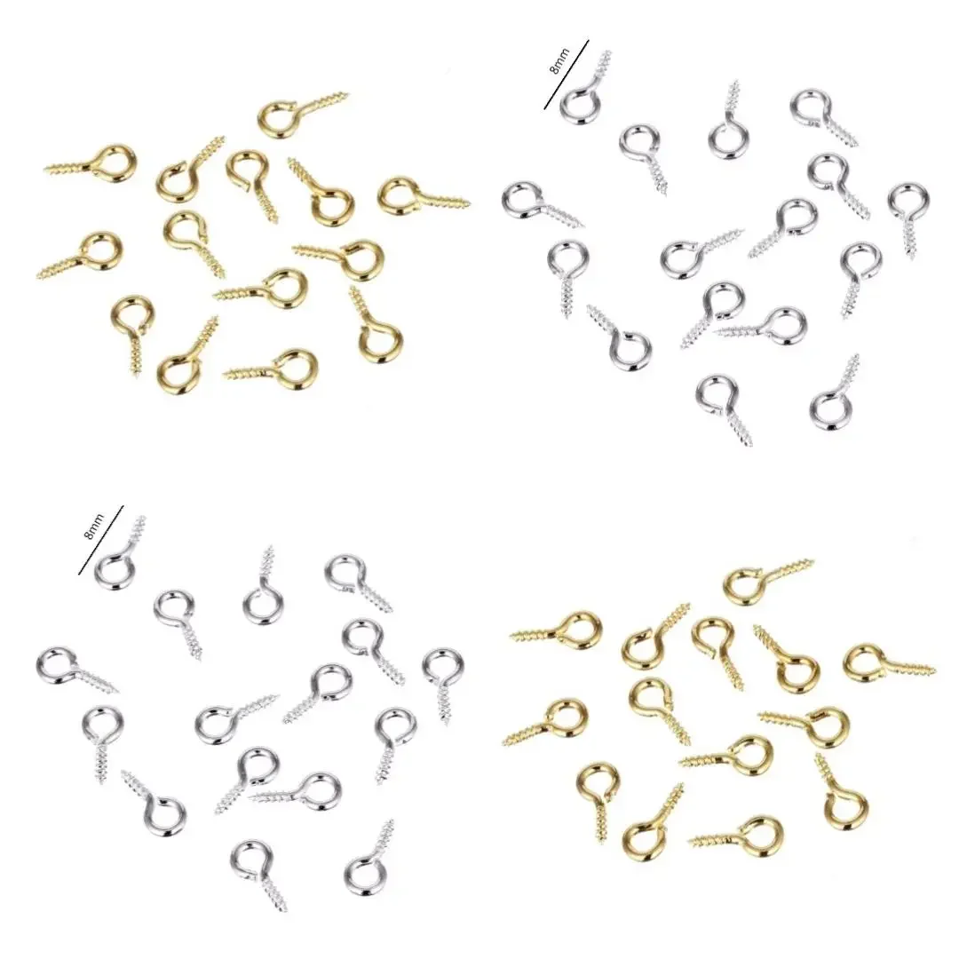 

about 200pcs/bag 8mm Small Metal Screw Nail Sheep Eyes For Pearl Pendant DIY Jewelry Beading Accessories Wholesale