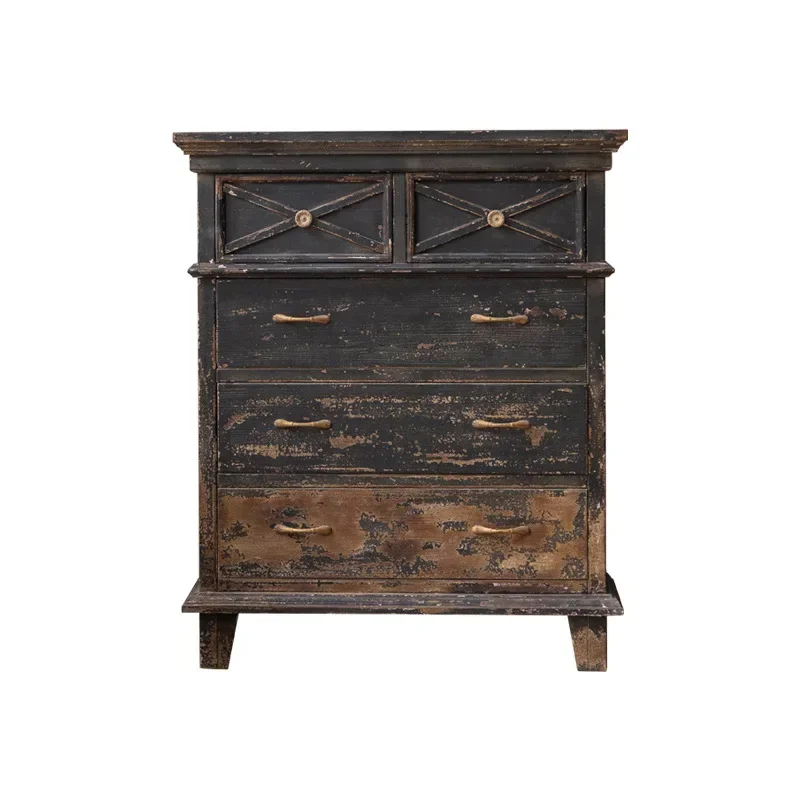 Retro hotel, storage chest of drawers, old personalized bedroom, cabinet by the living room of Wabi Sanfeng