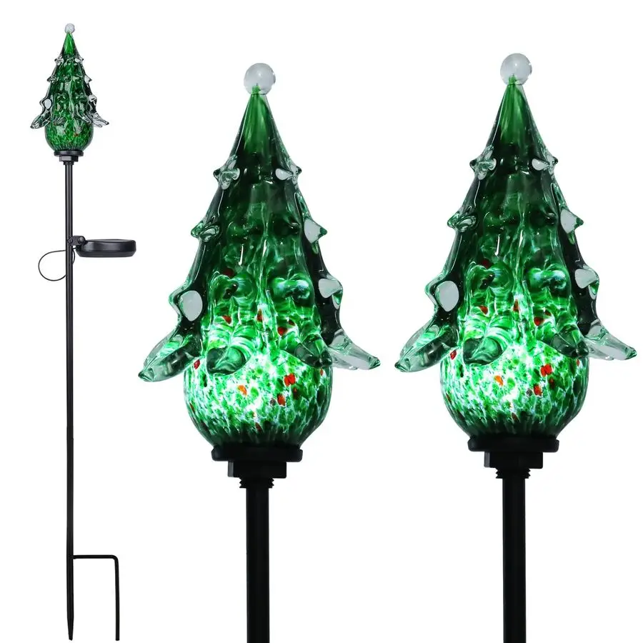 

Solar Outdoor Lights Decorative Santa Tree Decorative Lights Outdoor Glass Waterproof Yard Stakes for Patio Lawn Pathway Walkway