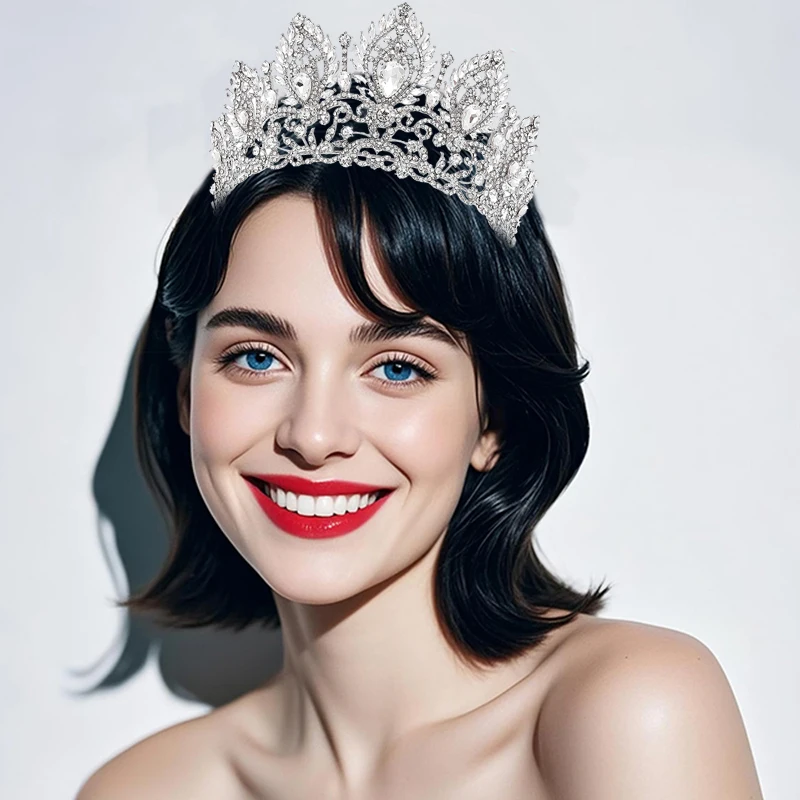 

Baroque Queen Big Crystal Water Diamond AB Tiaras Crown Bridal Girl Wedding Crown Princess Party Jewelry Hair Accessories