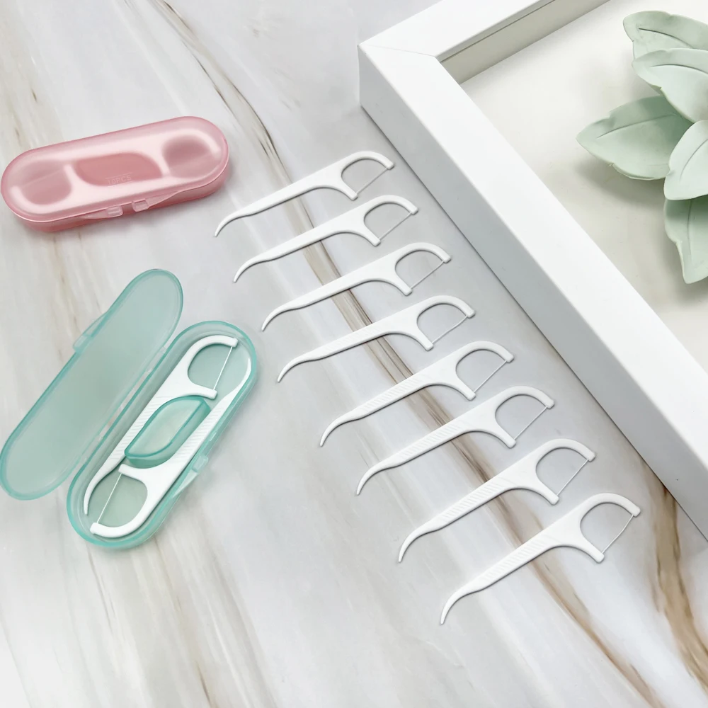 10개입 휴대용 치실 보관함 일회용 초미세 이쑤시개 여행용 실용적인 딥 클리닝 치실 스틱 구강 관리