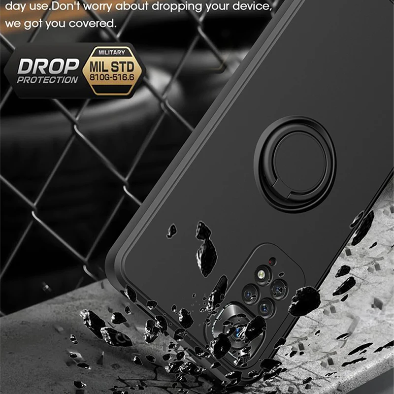 Liquid Silicone Ring Holder Soft Phone Case For Redmi Note 12 Pro 11 10 S 9S 9 Shockproof Back Cover For Xiaomi 11T 12T Pro Lite image 6