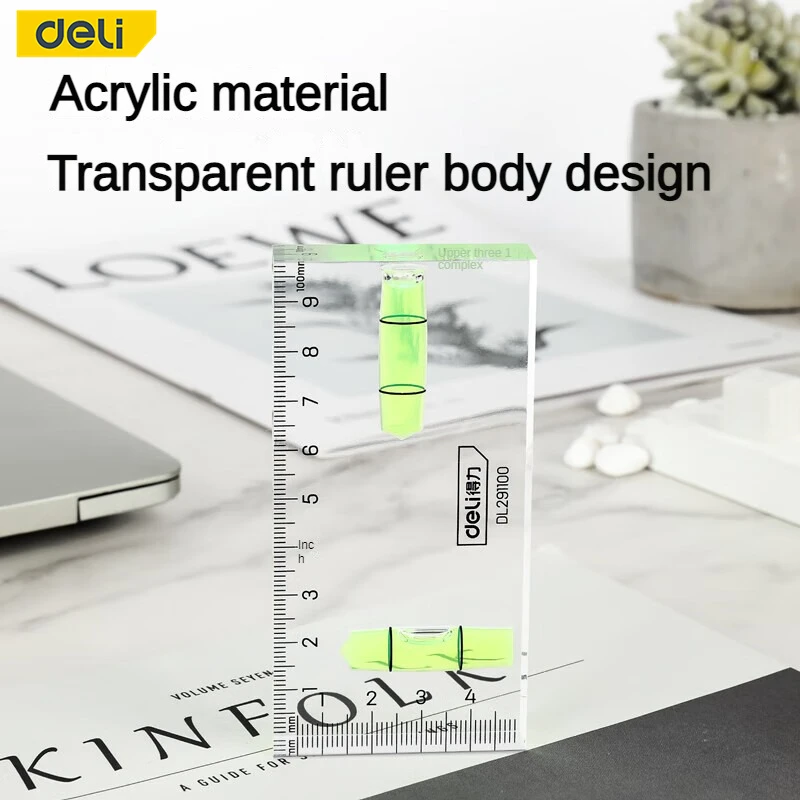 Mini transparent level, high-precision 100mm 2 horizontal bubble level, inclinometer, multi-functional portable measuring tool