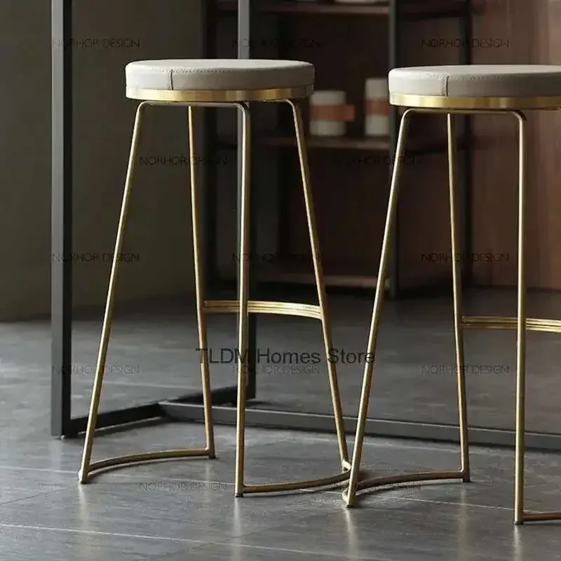 Metal Cushions Bar Chair Round Barstool Lounge High Table Bar Stool Waiting Reception Desk Sillas Para Comedor Home Furniture