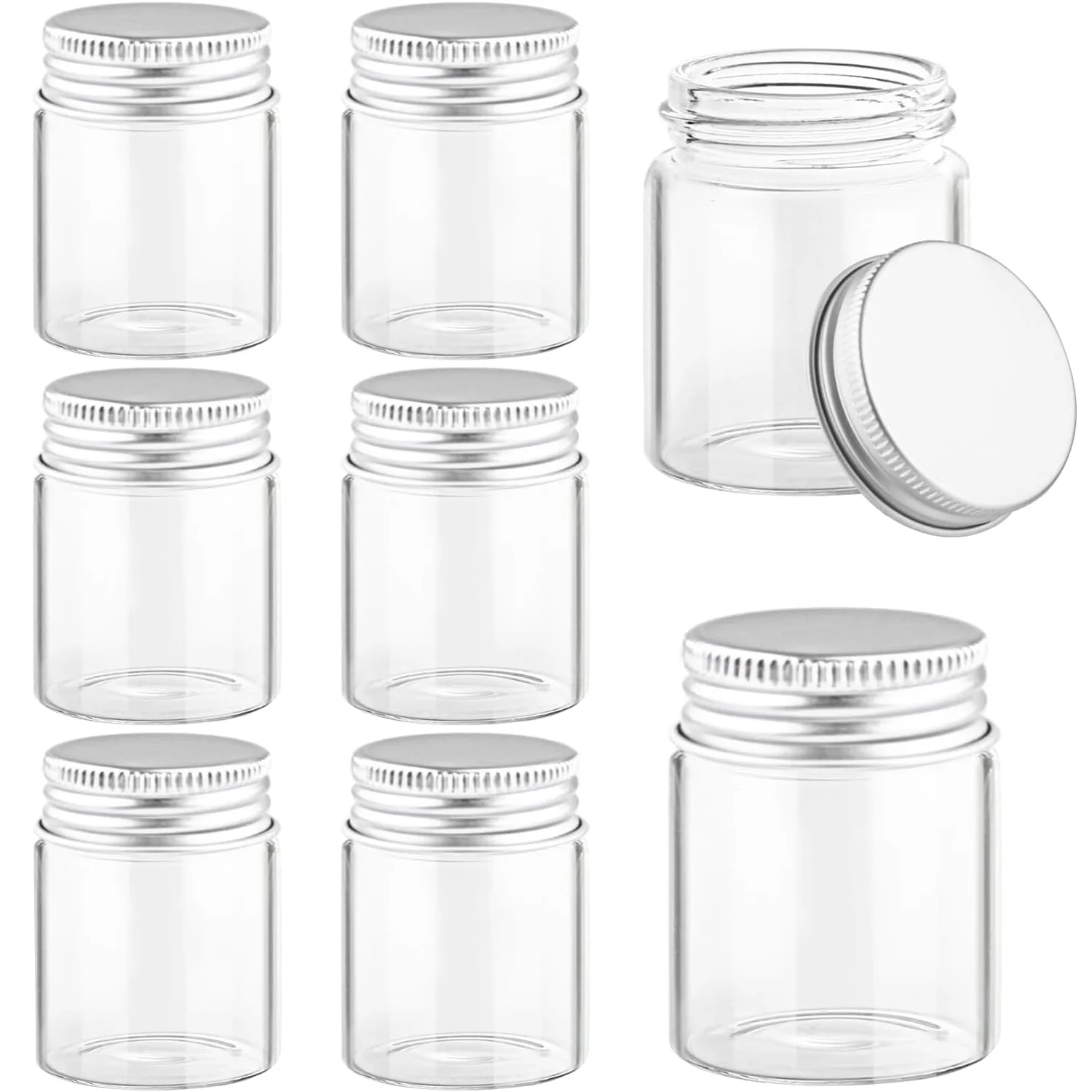 2oz Clear Glass Bottles With Lids Face Cream Storage  Containers For Storing Lotions,Powders,Ointments,Decorations