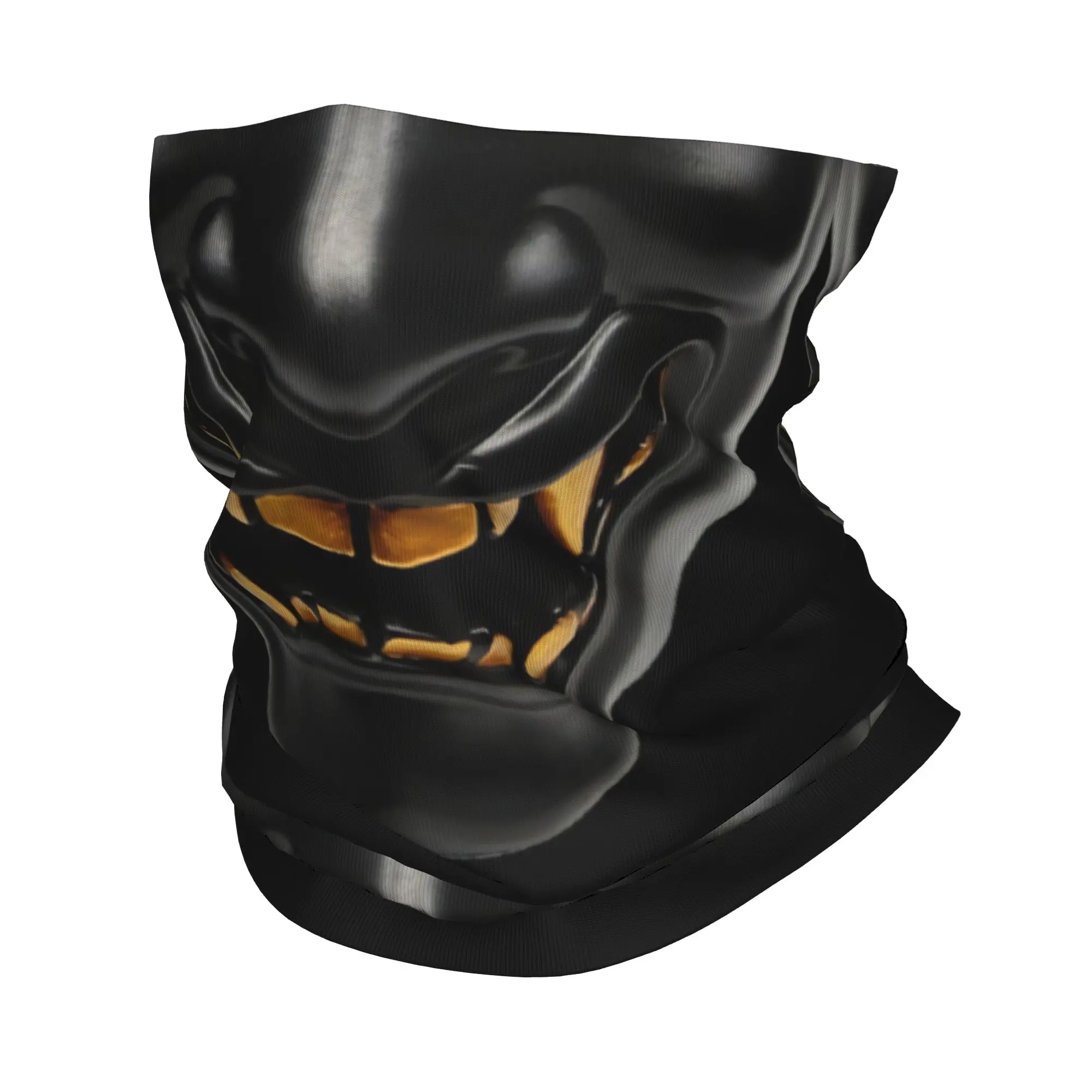 Oni Mask Dark Samurai Bandana Winter Neck Warmer Wrap Face Scarf Ski Hannya Demon Yokai Grillz Gold Teeth Gaiter Headband