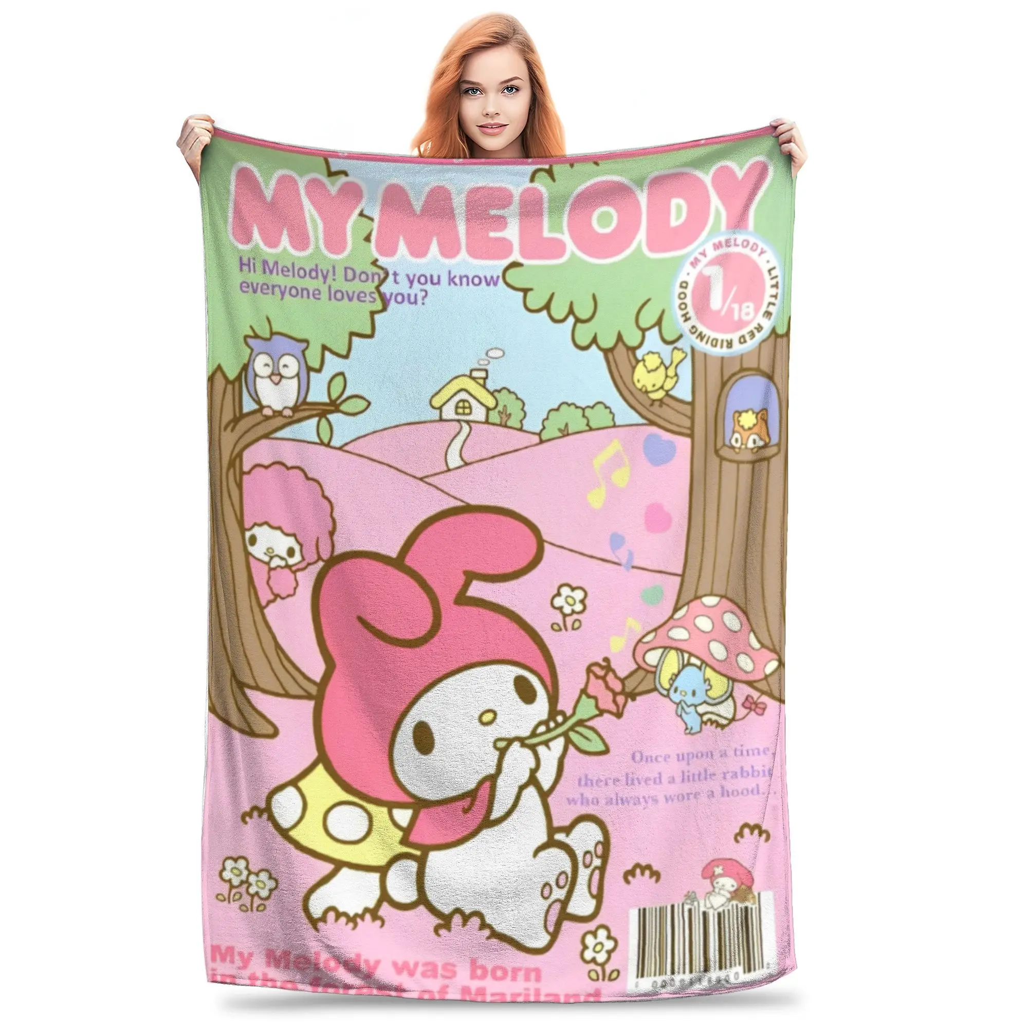

Одеяло My Melody с героями мультфильмов, мягкие нечеткие плюшевые милые пледы разных размеров для дивана, дивана и кровати