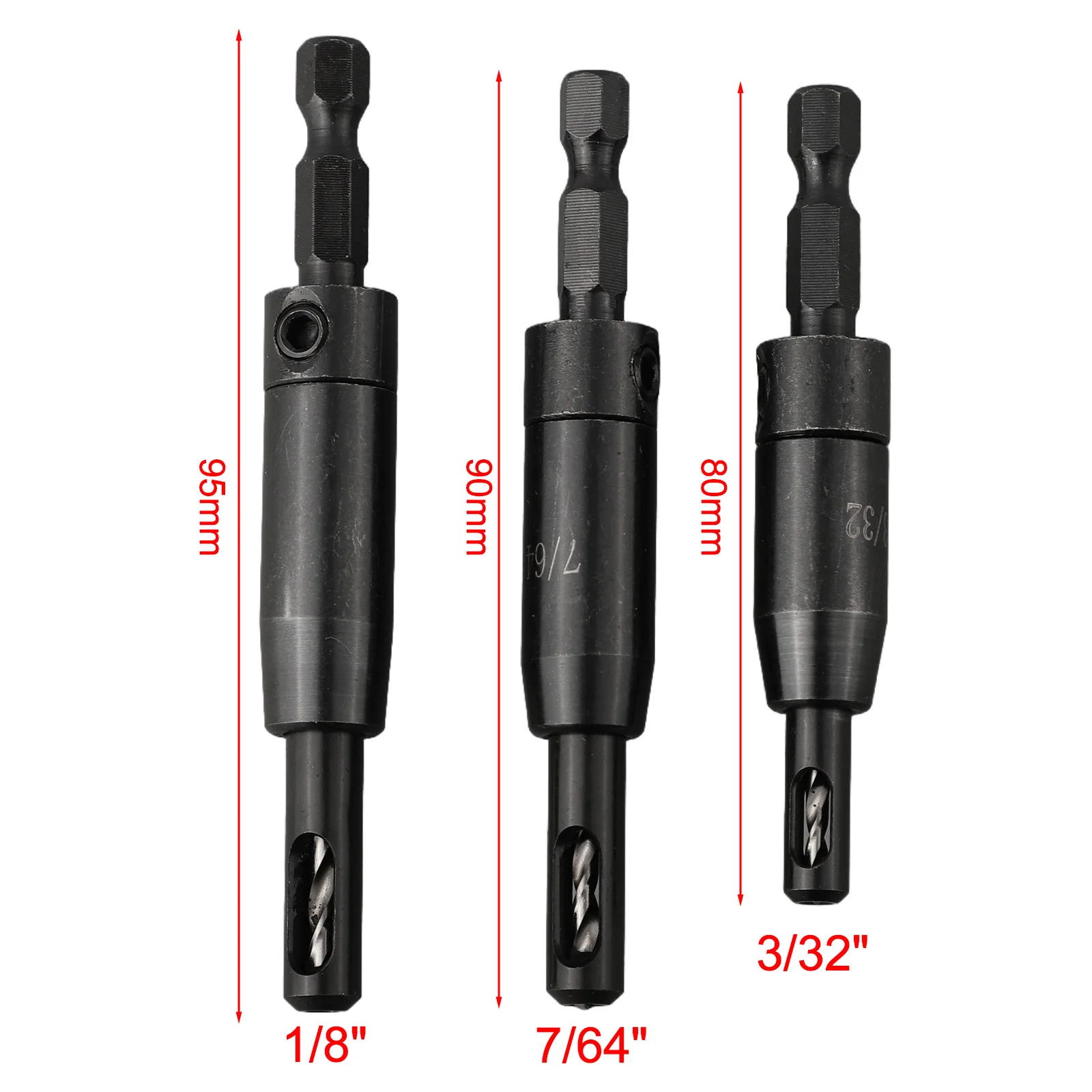 3 Piece Self Centering for Core Drill Bit Set for Cabinet Door Hinges Drawer Slides and Other Wood Hardware Mounting Tasks
