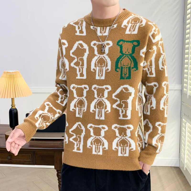 

Faionable Hong Kong Sle Thiened f High Collar Men's Knitted Sweater Autumn Winter New Arrival Ciwalk Polyester Fiber