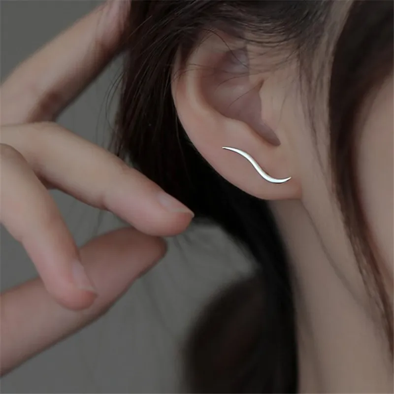 S925 Silver Needle Simple Stud Earring For Women Girls Party Jewelry Gift Pendientes Accessories eh786