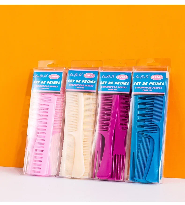 8 Stks/set Draagbare Haircut Kam Set Anti-Statische Kapper Hair Detangler Kam Make-Up Kapper Haarverzorging Gereedschap Borstelpakken