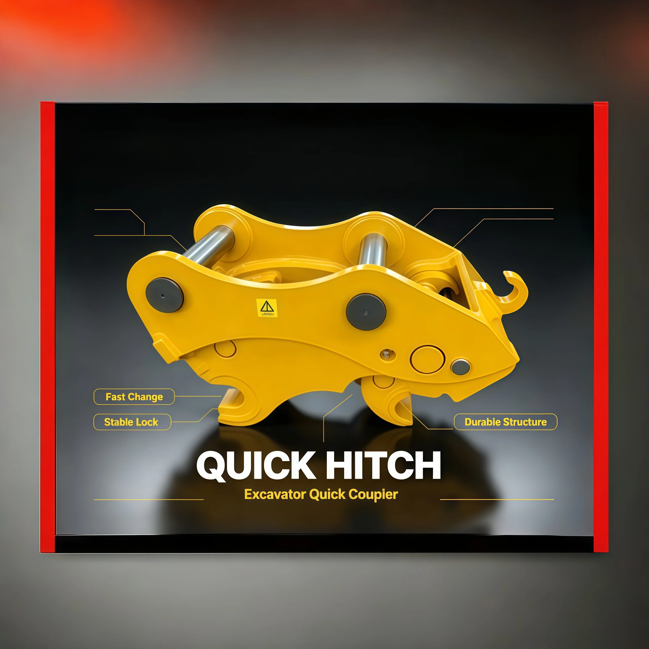One-Piece Cast Excavator Hydraulic Quick Hitch, 1.5-40 Ton Heavy-Duty Coupler With Dual Safety Lock For Construction Use
