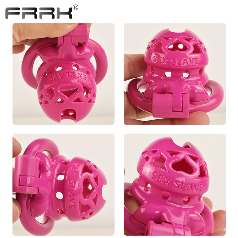 FRRK Lightweight Plastic Chastity Cage Device with Cobra Opening 4 Penis Rings Long Time Wear Bondage Gear BDSM Sex Toys for Men