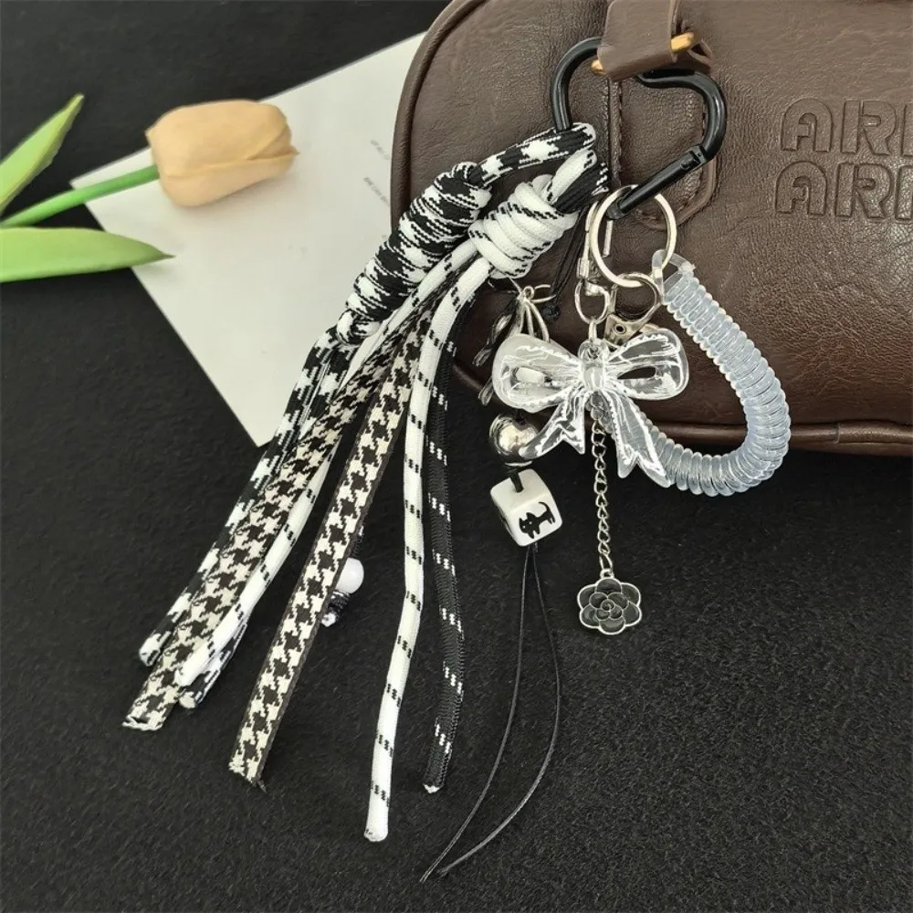 موضة الاكريليك Bowknot المفاتيح مكافحة خسر حقيبة من القماش يدويا قلادة القوس على شكل ظهره حقيبة سلسلة مفاتيح الملحقات #5