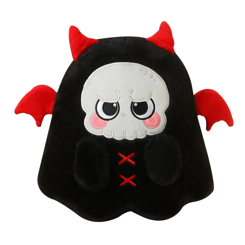 Figura Ghostface Decorazione spettrale per feste di Halloween - Cuscino in peluche con teschio demoniaco, bambola raccapricciante carina rossa e nera per la camera da letto Goth