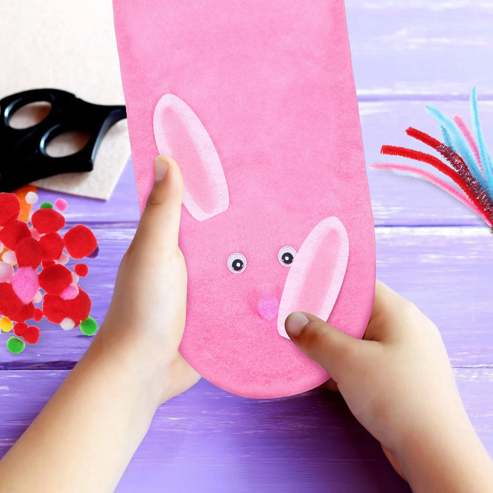 1 Juego de marionetas de mano para niños, manualidades de fieltro DIY, materiales de costura, marionetas de dedo de animales, boca móvil, colores brillantes para todos