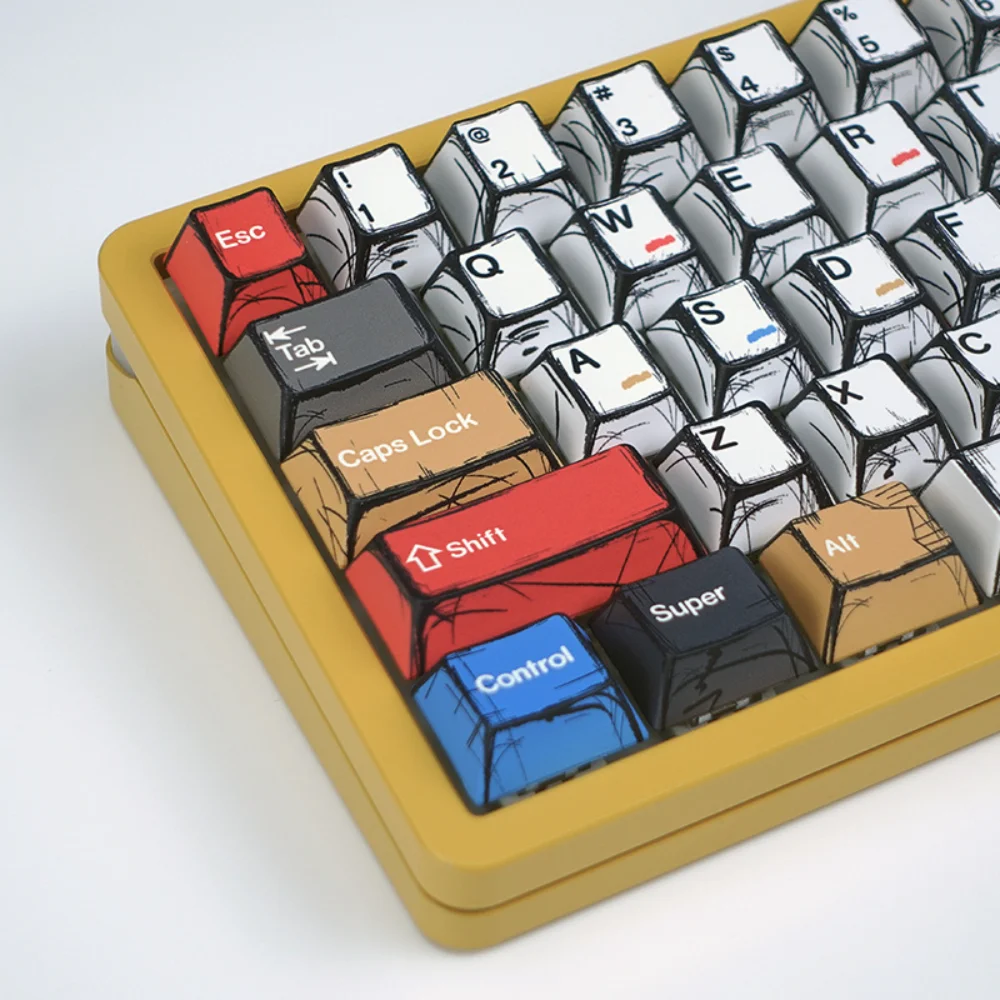 GEFENSI 130 Key Cherry Shaped Comic Keycap PBT Mechanical Keyboard Keycap Compatible With MX Gaming Keyboard