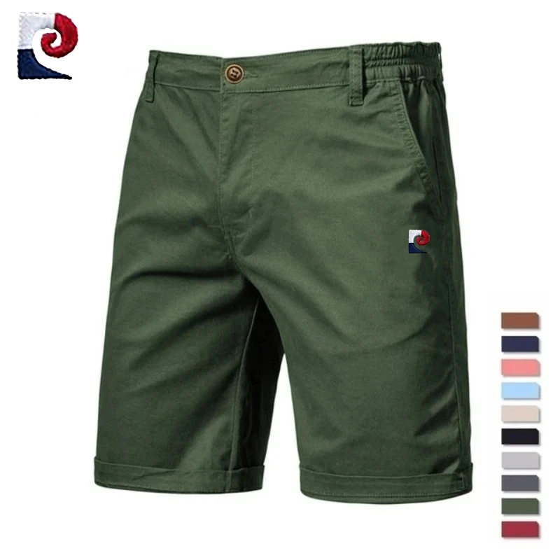 New Summer Men's 100% Cotton Casual Shorts, Fashionable, Casual, Business, Social, Elastic Waist, Breathable, Sports Shorts