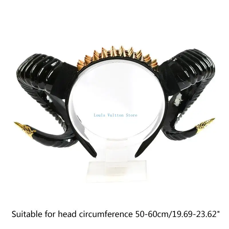 L5YB volwassen Halloween Hoofdband Devil Ox Curved Horn Hair Hair Cosplay Cosplay Kostuum Masquerade Party Movie Headpiece