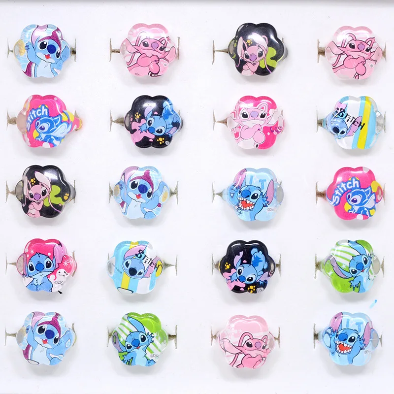 50Pcs Disney Animation Stitch Rings Cartoon Stitch Acrylic Rings Girls Baby Toys Jewelry Party Decoration Kids Christmas Gift