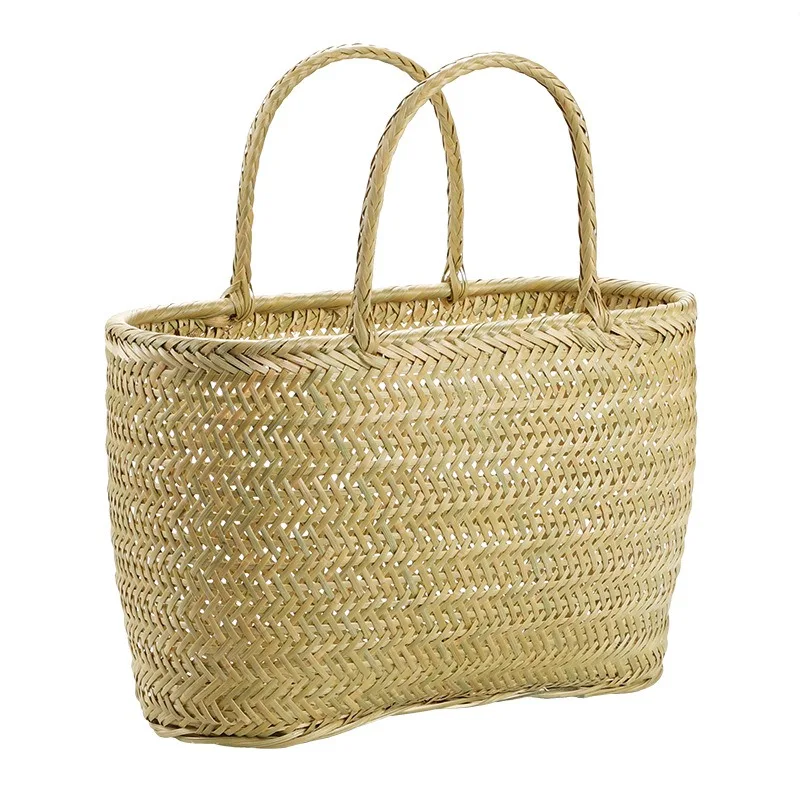 

Hand Woven Bamboo Basket Portable Household Fruit Vegetable Storage Basket