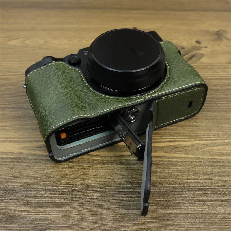 For Fujifilm X100VI Leather Camera Case X100 6th Protective Cover Anti-collision Base Mount Half Bag Anti-slip Shockproof Shell