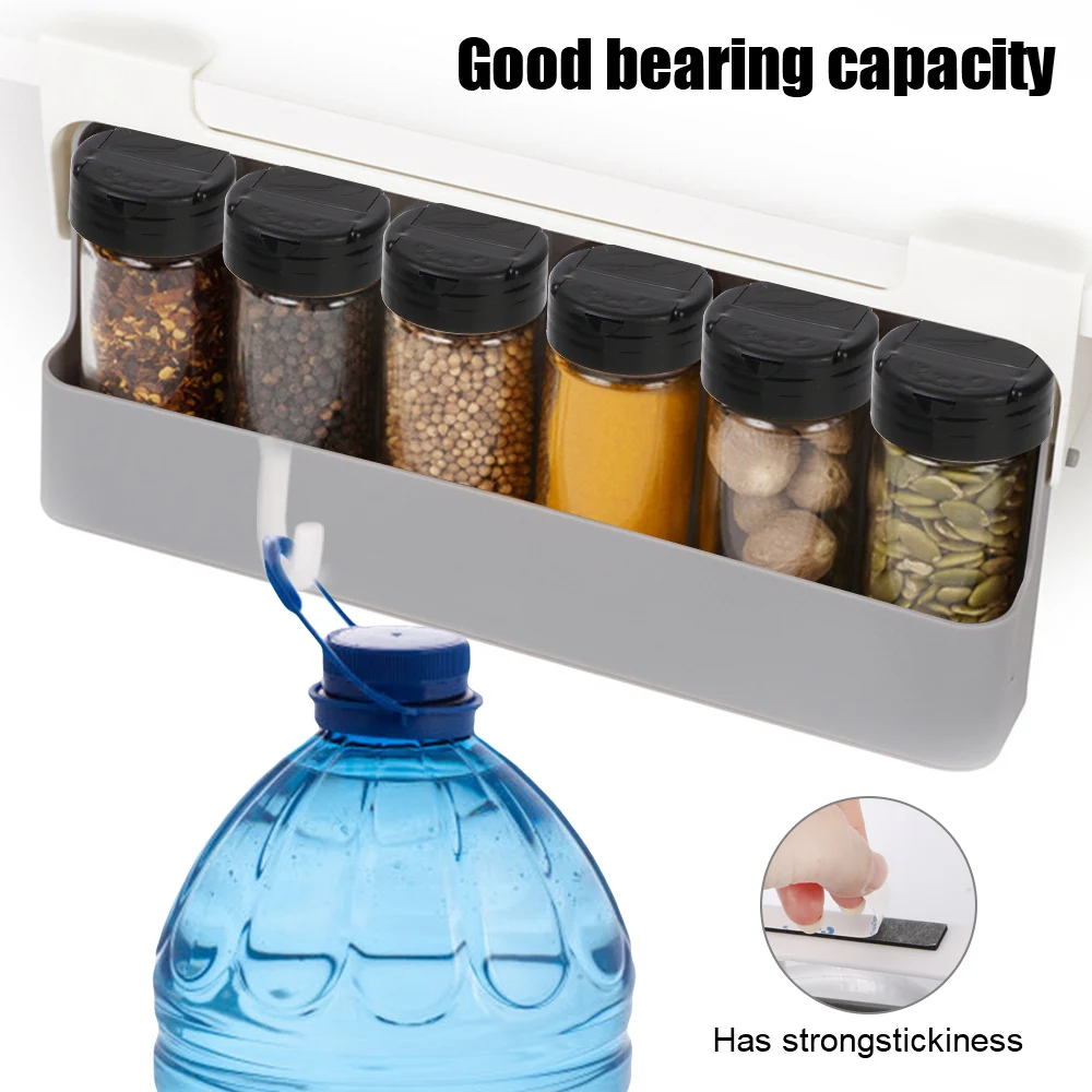 Self-adhesive Under Desk Drawer Hidden Seasoning Bottle Organizer Rack Kitchen Supplies Storage Spice Bottle Storage Rack