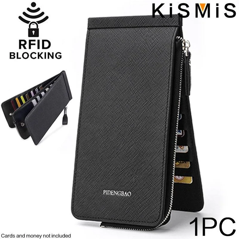 KISMIS RFID Blocking Bifold Multi Card Case Wallet with Zipper Pocket Men/women Card Holder Wallet