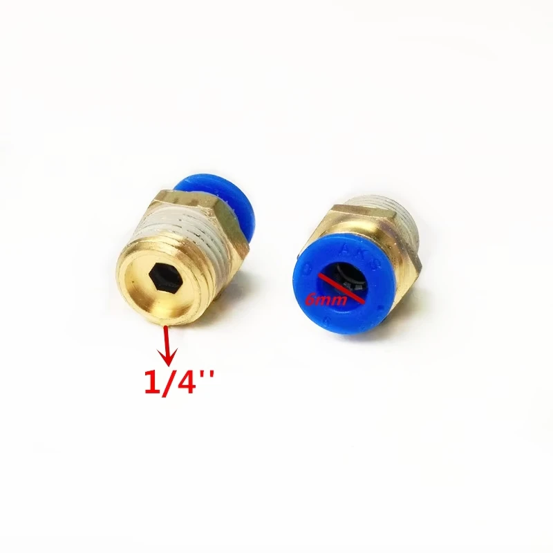 10pcs/lot 6mm Tube 1/4'' Thread Pneumatic Fitting Quick Joint Connector PC6-2