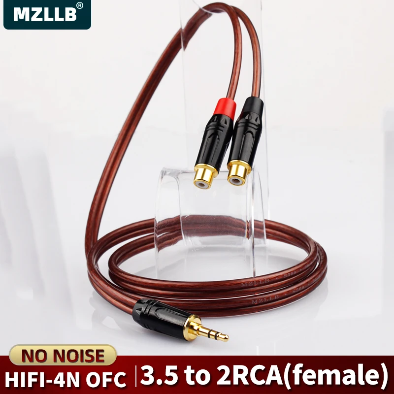 

MZLLB 3,5 мм «папа» на 2RCA «мама» 1-2 разъема HIFI OFC Стерео аудиокабель-удлинитель Подключение компьютера к динамику AMP