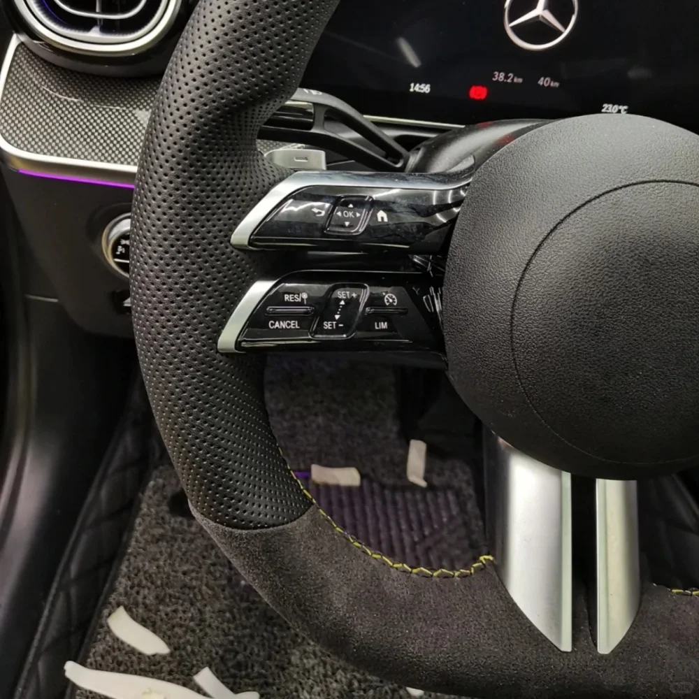 Car Steering Wheel Braid Cover For Mercedes Benz AMG GT E63 EQE 43 53 SL43 SL55 Customized Suede DIY Steering Wrap Accessories
