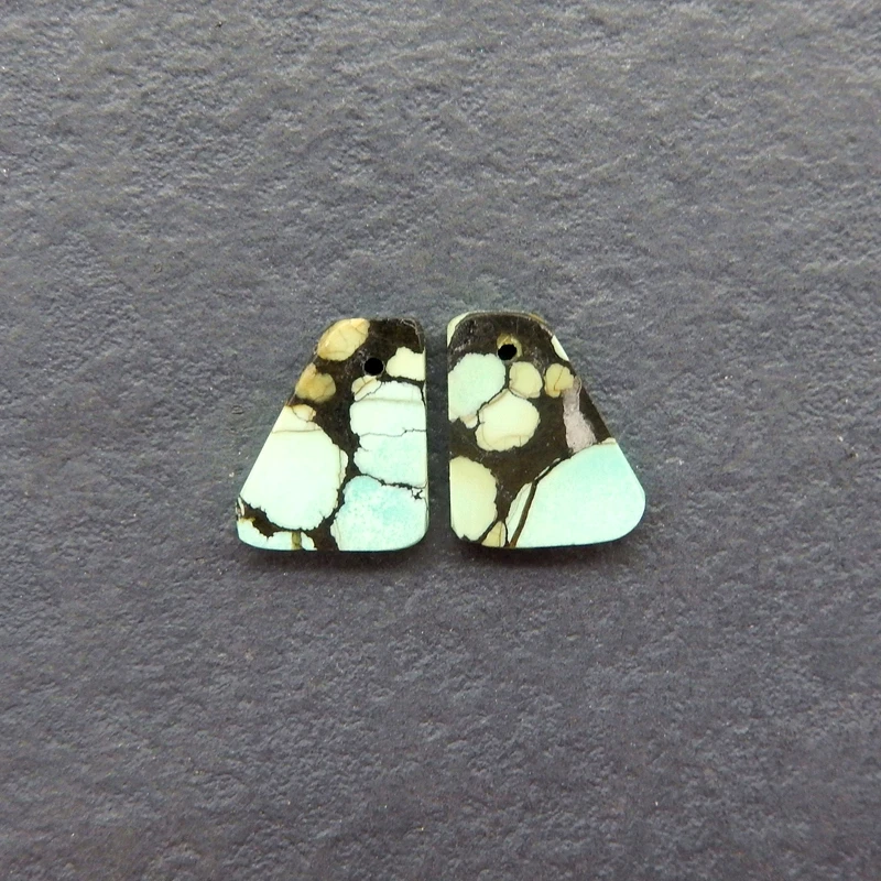 

2PCS Natural Turquoise Fragment-Shaped Components Mint Green Black Cream Matrix Inclusions Handmade Jewelry Artisanal Craft