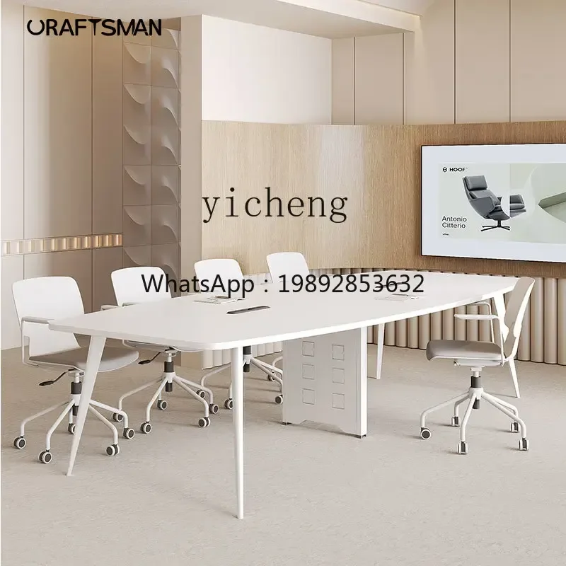 

XLL Conference Desk Oval Nordic Conference Room Table and Chair Combination White Negotiation Table
