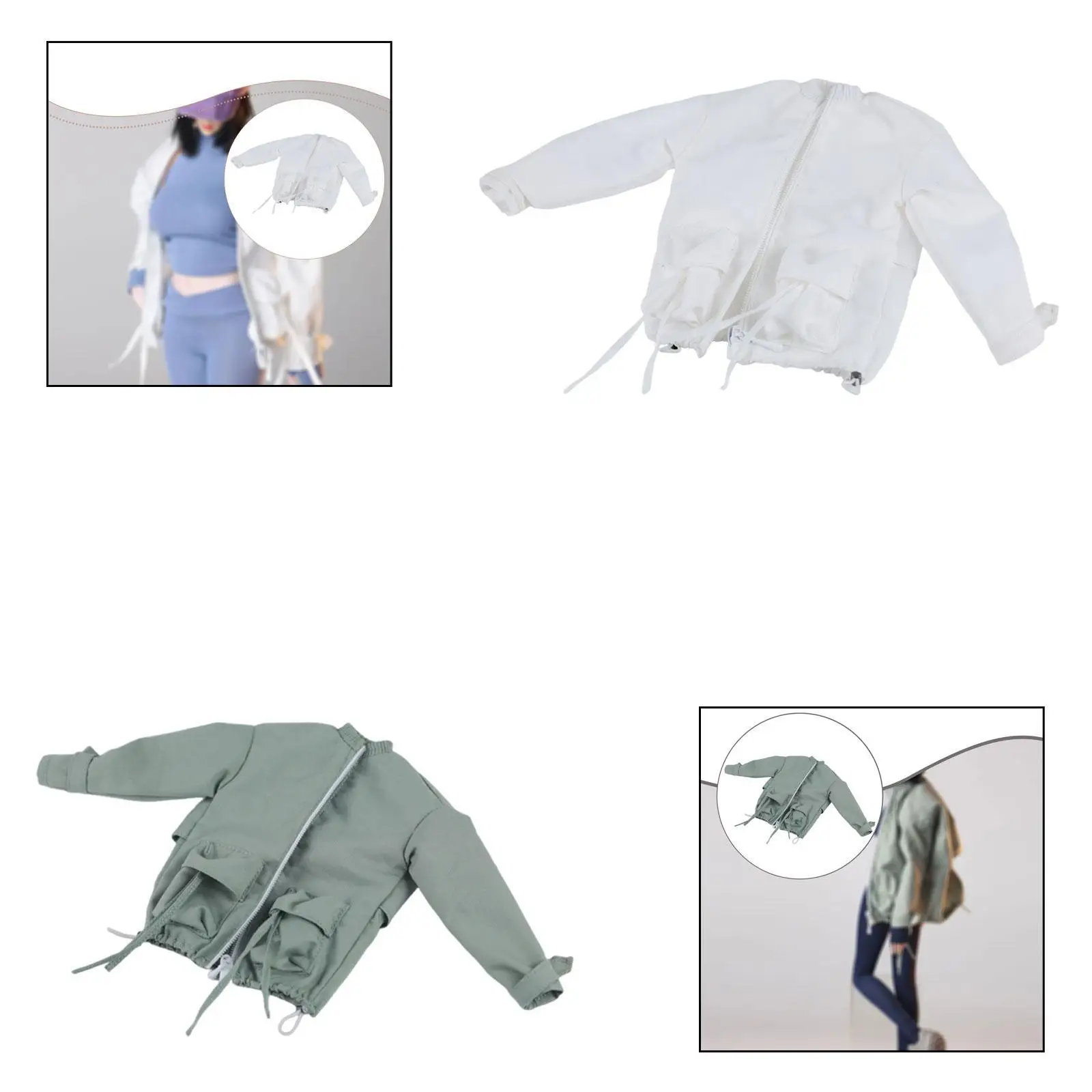 1/6 Female Action Figure Jacket Photo Prop, Costume Accessories, Easy to Wear, Fashion, Durability, Dress up, Zipper Clothes